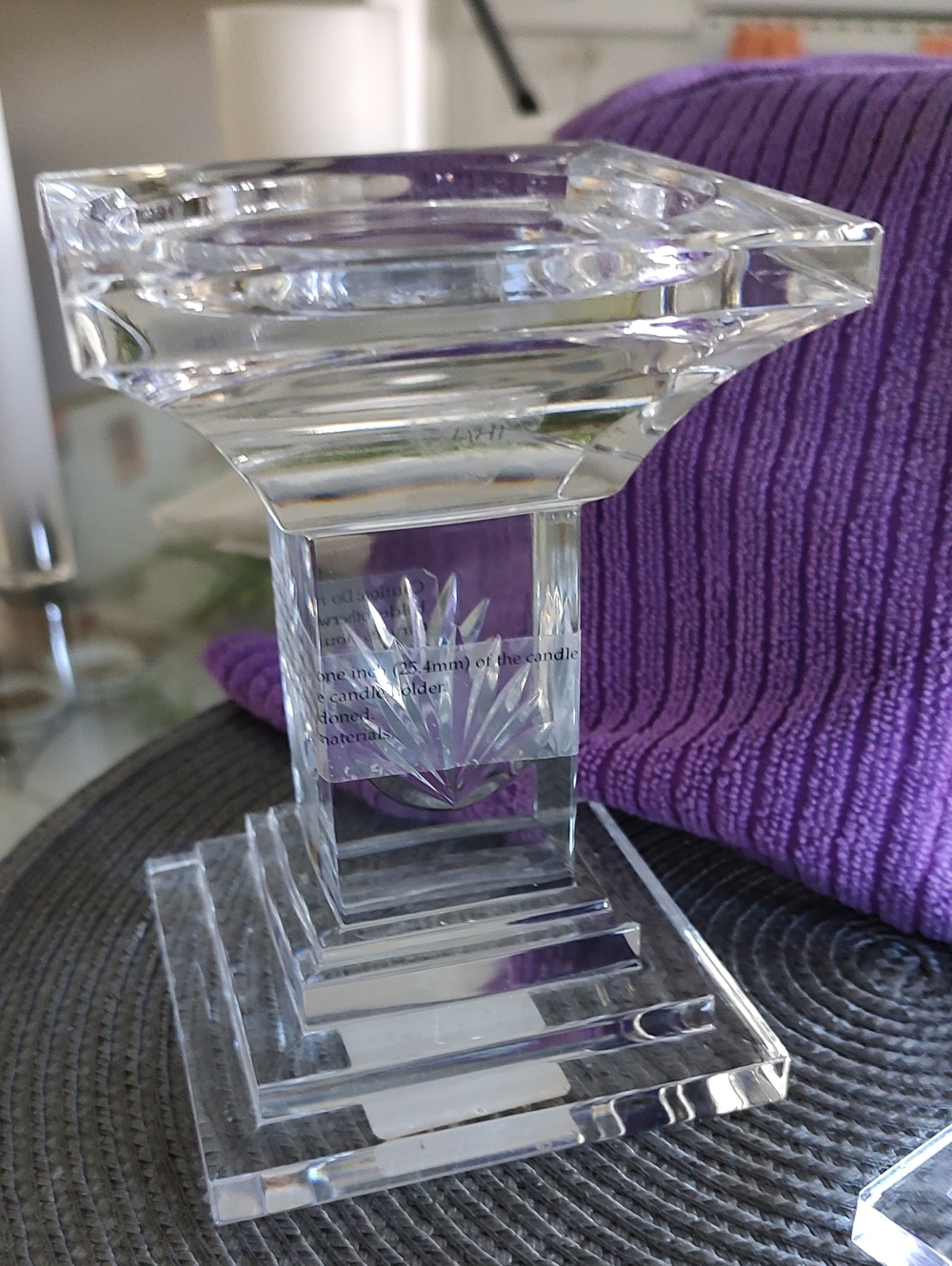 A Set Of Two Waterford Fan Light Pillar Candle Holder
